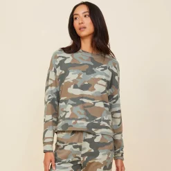 MONROW Camo Boxy Sweatshirt GREENGREY Discount